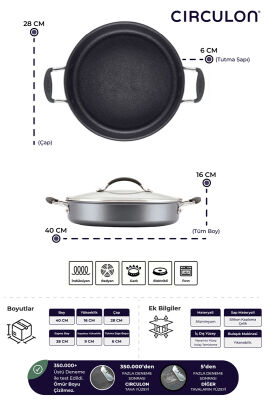 Circulon Cam Kapaklı Sığ Tencere 28 CM - 5
