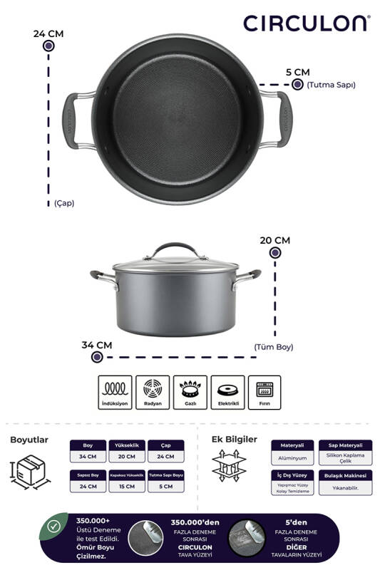 Circulon Cam Kapaklı Tencere 24 CM - 6