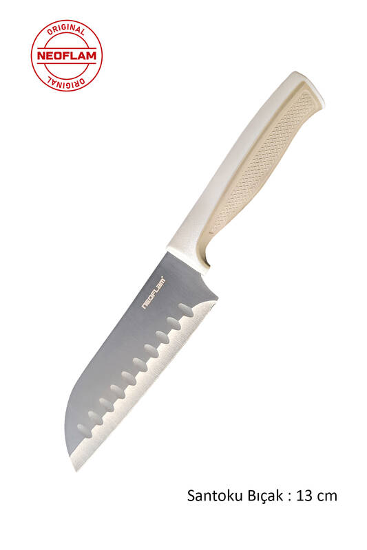 Fika Microban Santoku Bıçak 13Cm, Bej - 1