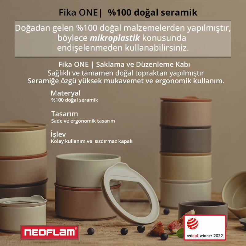 Fika One Seramik Saklama Kabı 420Ml Buz Beyaz - 8