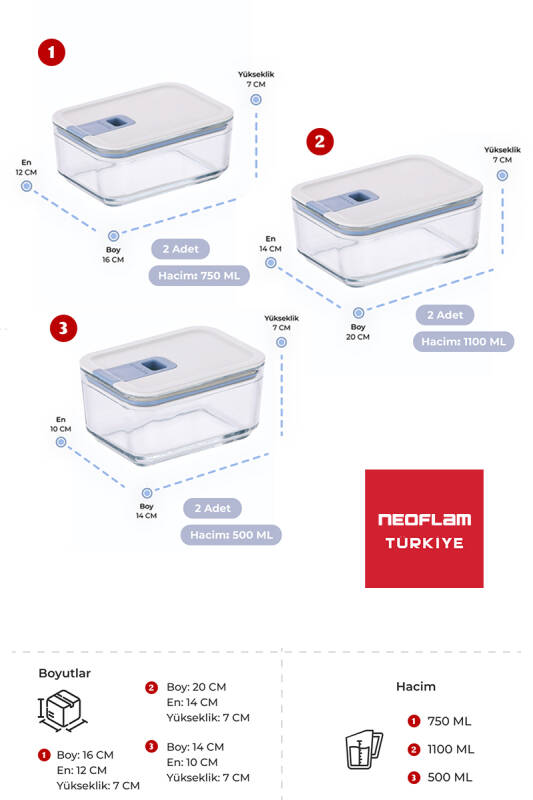 Neoflam Perfect Seal Cam Saklama Seti 6 Parça - 5